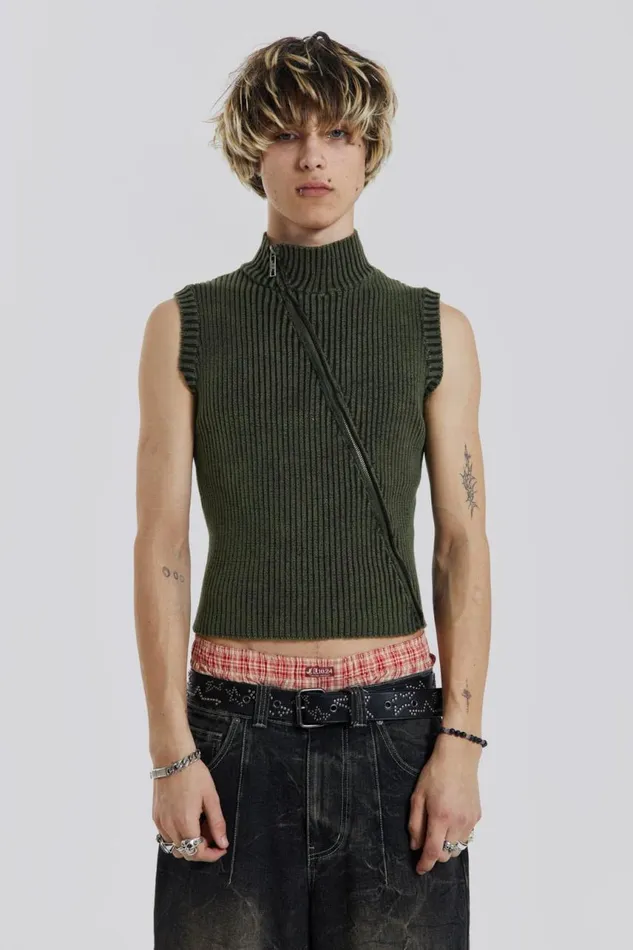 Men Lure Asymmetric Knit Jaded London TShirts and Vests