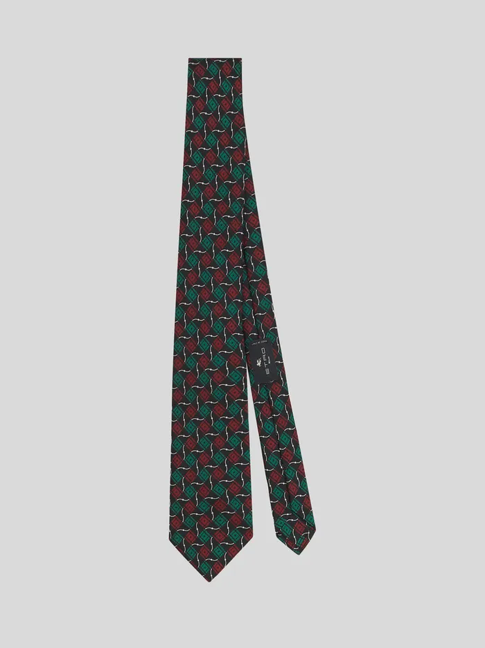 Men Micro Geometric Pattern Tie Etro Ties And Pocket Squares