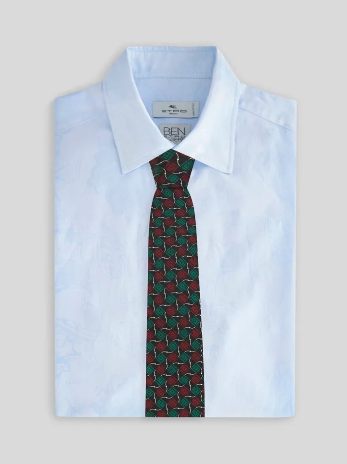 Men Micro Geometric Pattern Tie Etro Ties And Pocket Squares