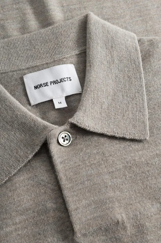 Men Norse Projects Knitwear Jon Tech Merino SS Polo Sand