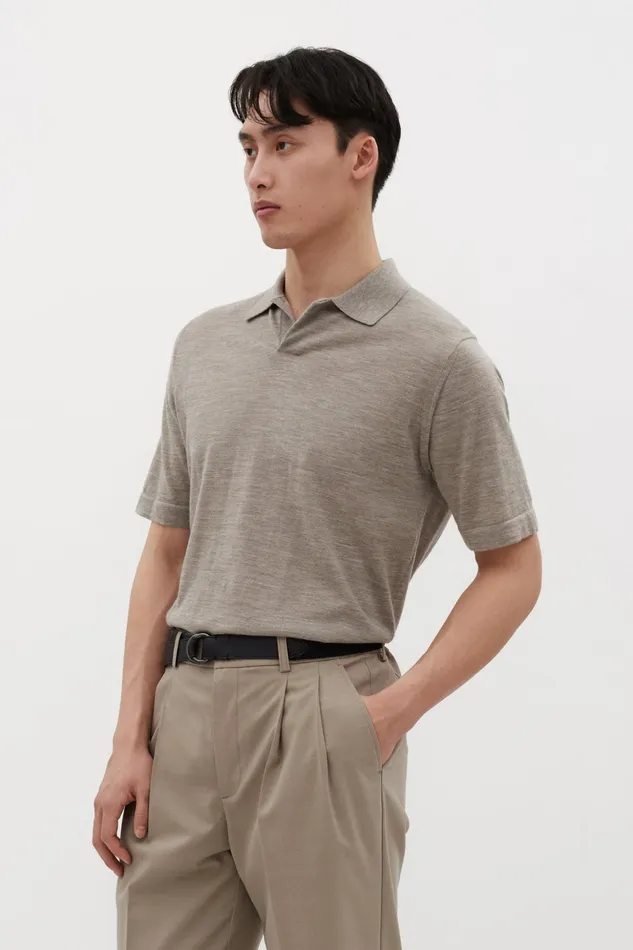 Men Norse Projects Knitwear Jon Tech Merino SS Polo Sand