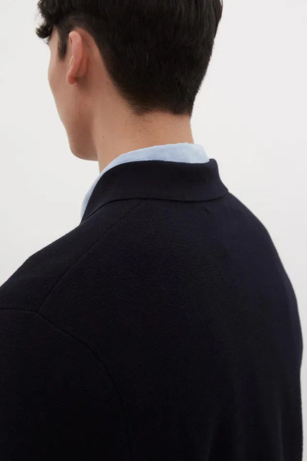 Men Norse Projects Knitwear Kian Merino Cotton Milano Polo Dark Navy