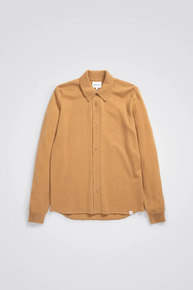Men Norse Projects Knitwear Martin Merino Lambswool Shirt Camel