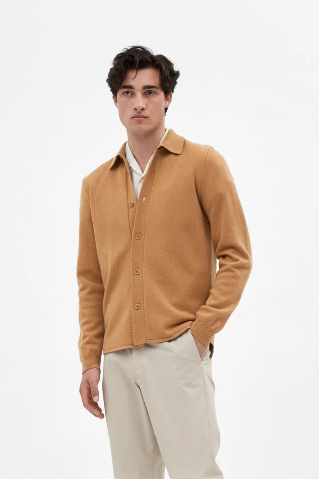 Men Norse Projects Knitwear Martin Merino Lambswool Shirt Camel
