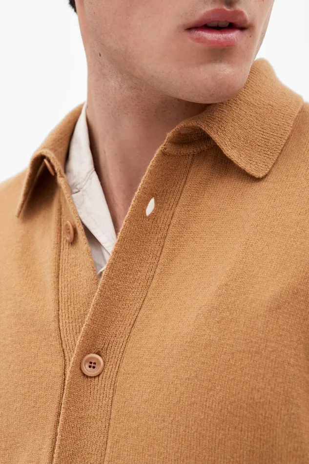 Men Norse Projects Knitwear Martin Merino Lambswool Shirt Camel