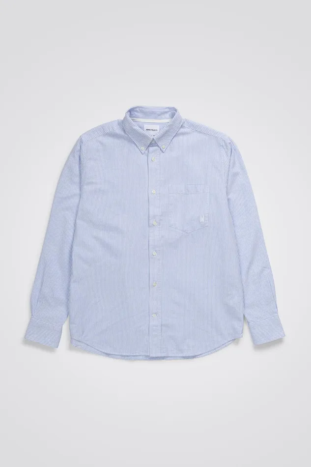 Men Norse Projects Shirting Algot Oxford Monogram Shirt Blue Stripe
