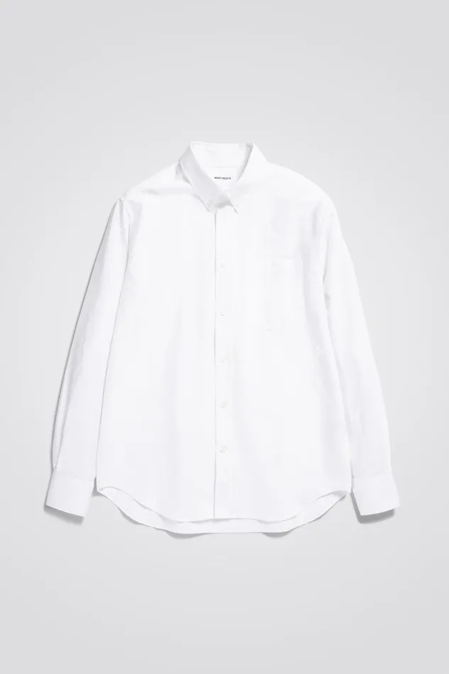 Men Norse Projects Shirting Algot Oxford Monogram Shirt White