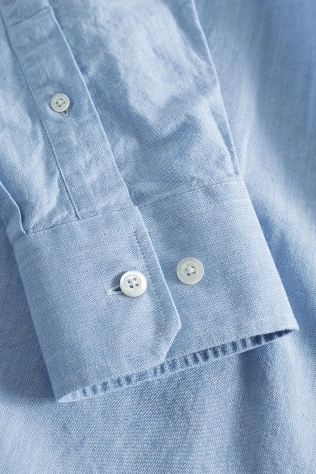 Men Norse Projects Shirting Algot Relaxed Cotton Linen Shirt Pale Blue