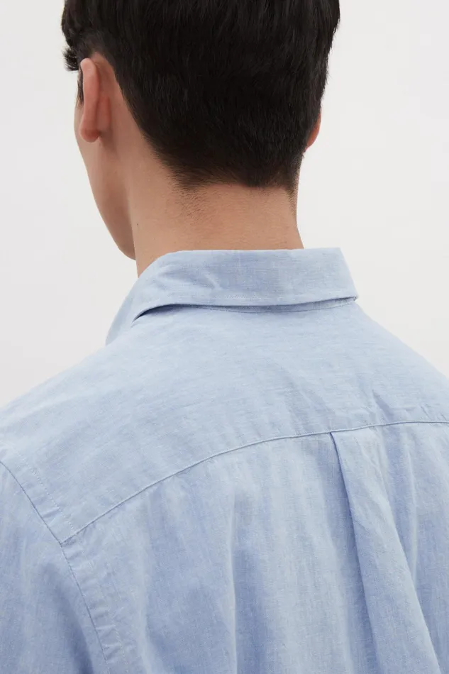 Men Norse Projects Shirting Algot Relaxed Cotton Linen Shirt Pale Blue