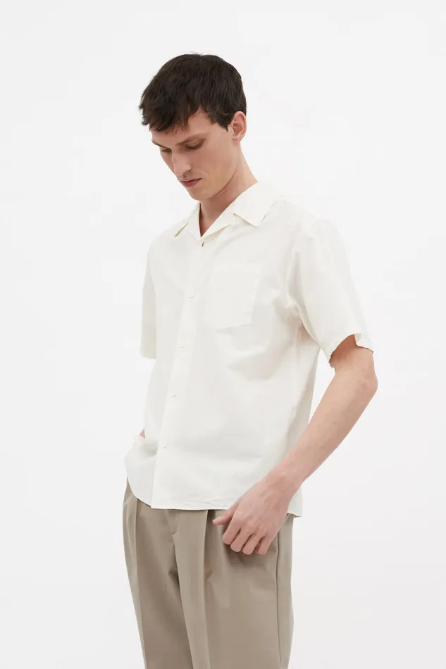 Men Norse Projects Shirting Carsten Cotton Tencel Shirt Enamel White