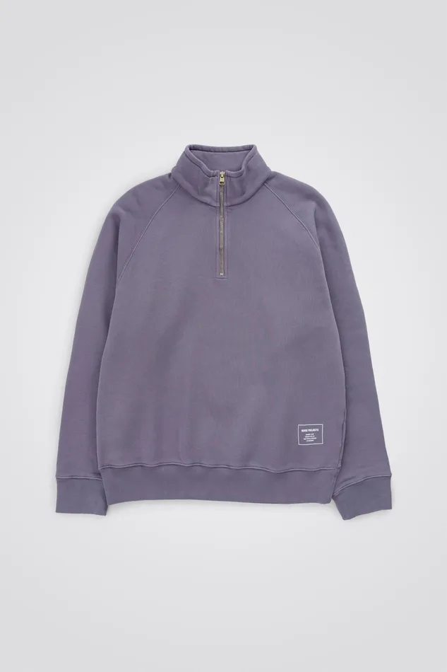 Men Norse Projects Sweatshirts Marten Relaxed Organic Raglan Half Zip Dusk Purple
