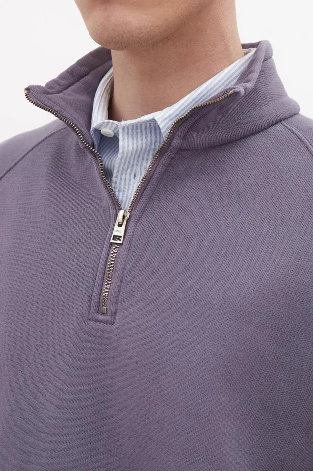 Men Norse Projects Sweatshirts Marten Relaxed Organic Raglan Half Zip Dusk Purple
