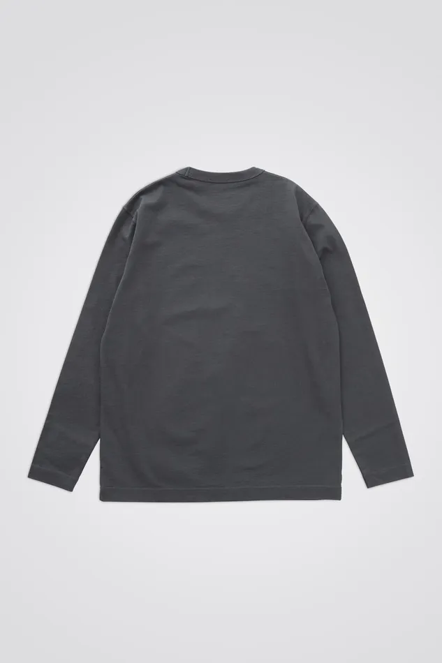 Men Norse Projects TShirts Holger Tab Series Reflective LS Battleship Grey