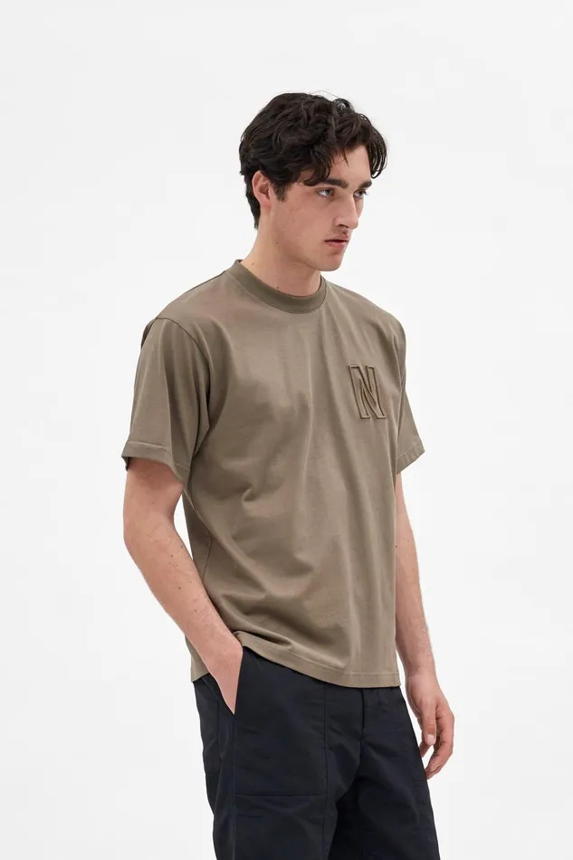 Men Norse Projects TShirts Simon Loose N Logo TShirt Sediment Green