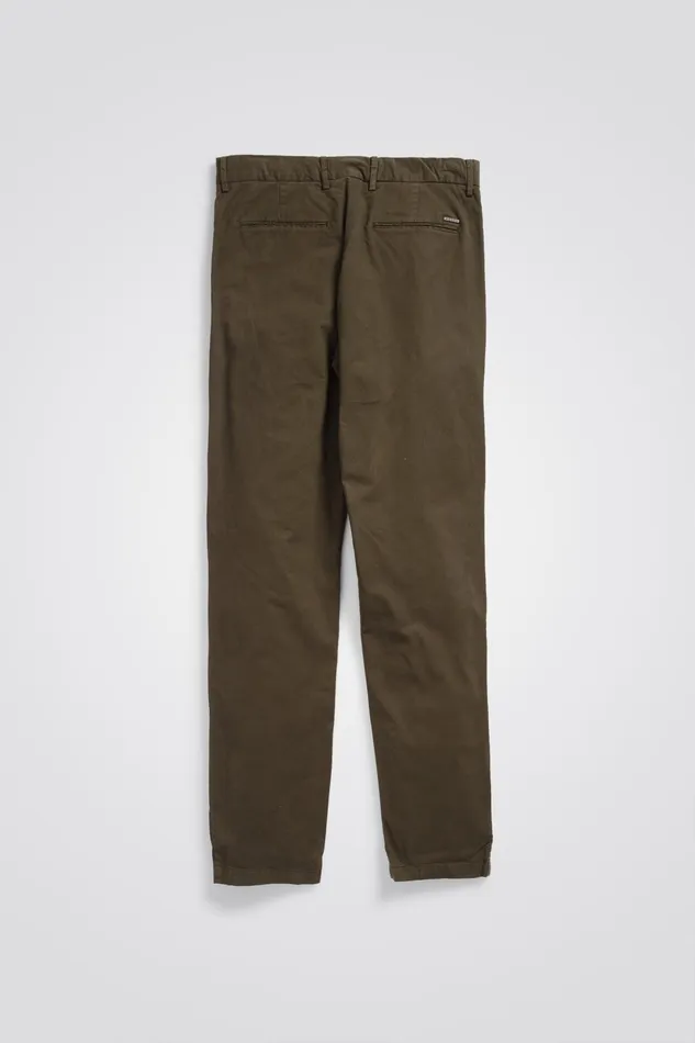 Men Norse Projects Trousers Aros Slim Italian Brushed Twill Chino Beech Green