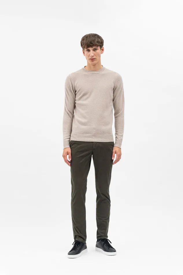 Men Norse Projects Trousers Aros Slim Italian Brushed Twill Chino Beech Green