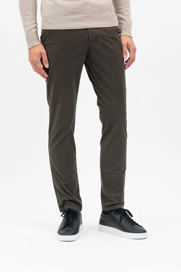 Men Norse Projects Trousers Aros Slim Italian Brushed Twill Chino Beech Green