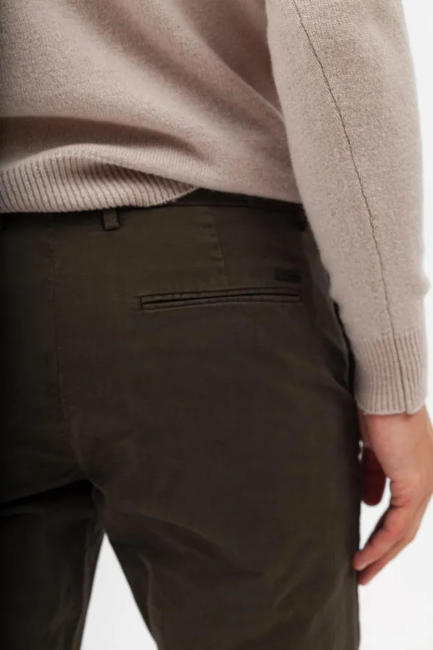 Men Norse Projects Trousers Aros Slim Italian Brushed Twill Chino Beech Green