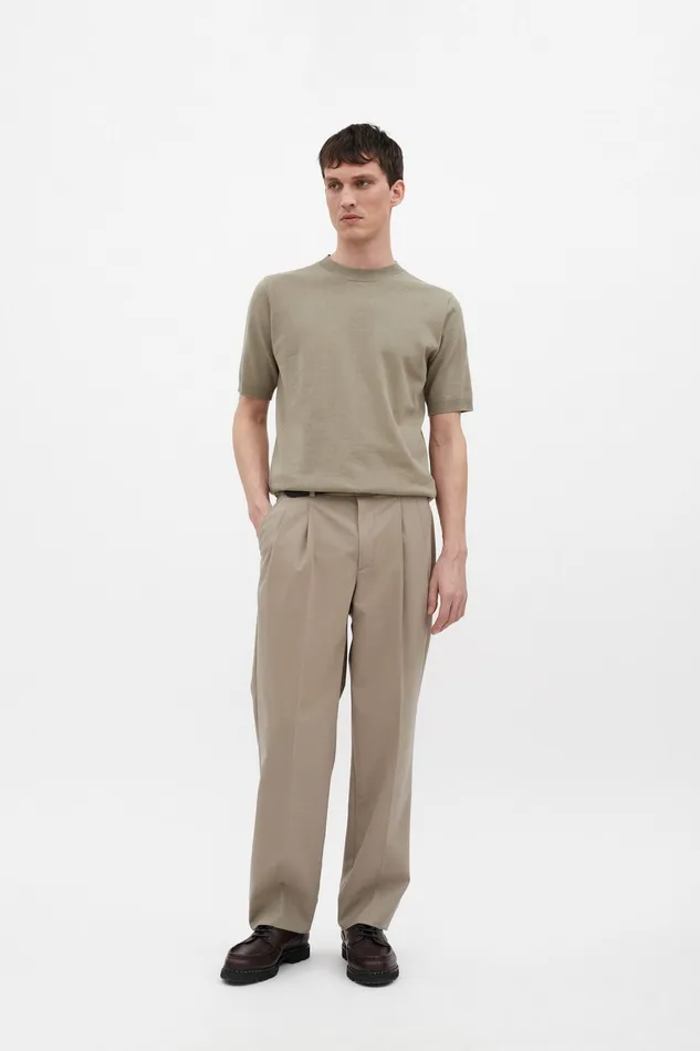 Men Norse Projects Trousers Benn Relaxed Light Wool Pleated Trouser Light Khaki