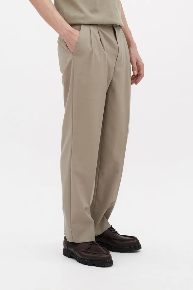 Men Norse Projects Trousers Benn Relaxed Light Wool Pleated Trouser Light Khaki