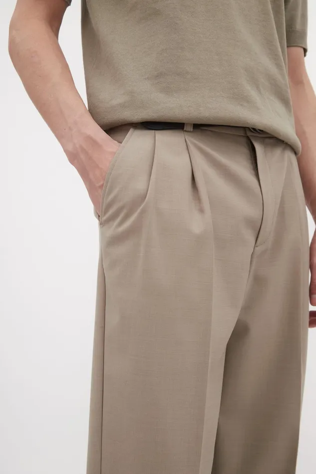Men Norse Projects Trousers Benn Relaxed Light Wool Pleated Trouser Light Khaki