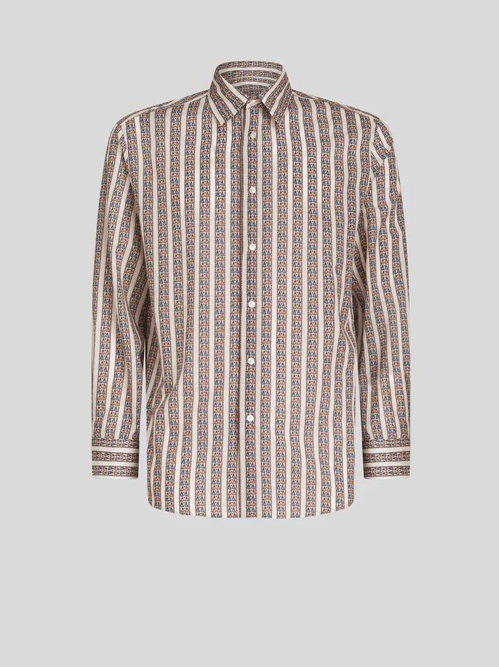 Men Oversize Shirt With Tie Print Designs Etro Shirts