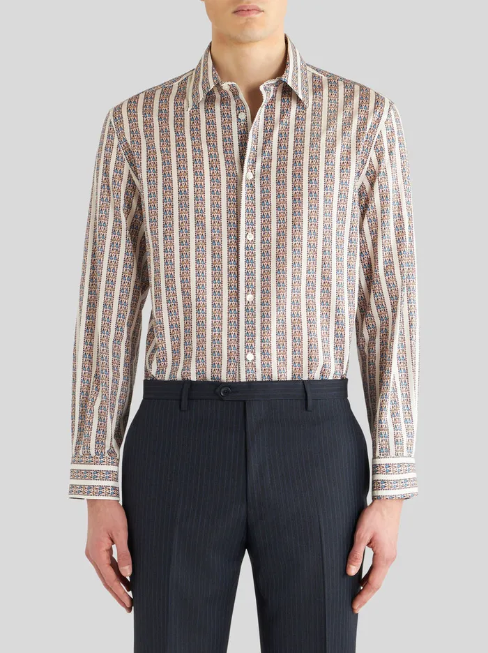 Men Oversize Shirt With Tie Print Designs Etro Shirts