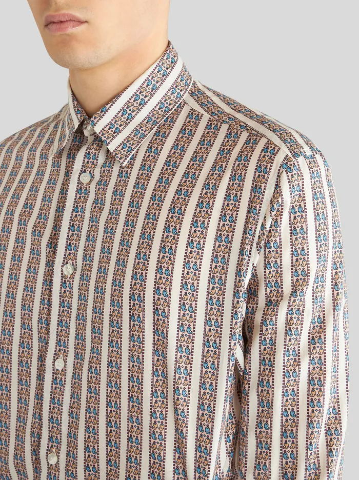 Men Oversize Shirt With Tie Print Designs Etro Shirts