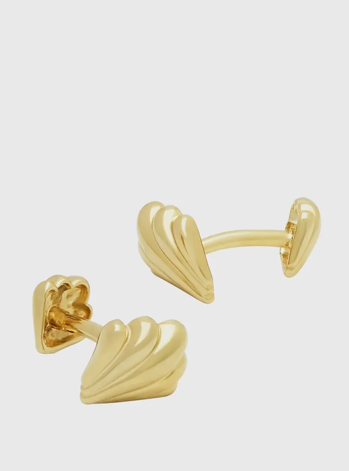 Men Paul Stuart Jewelry Gold Double Shell Cufflinks Gold