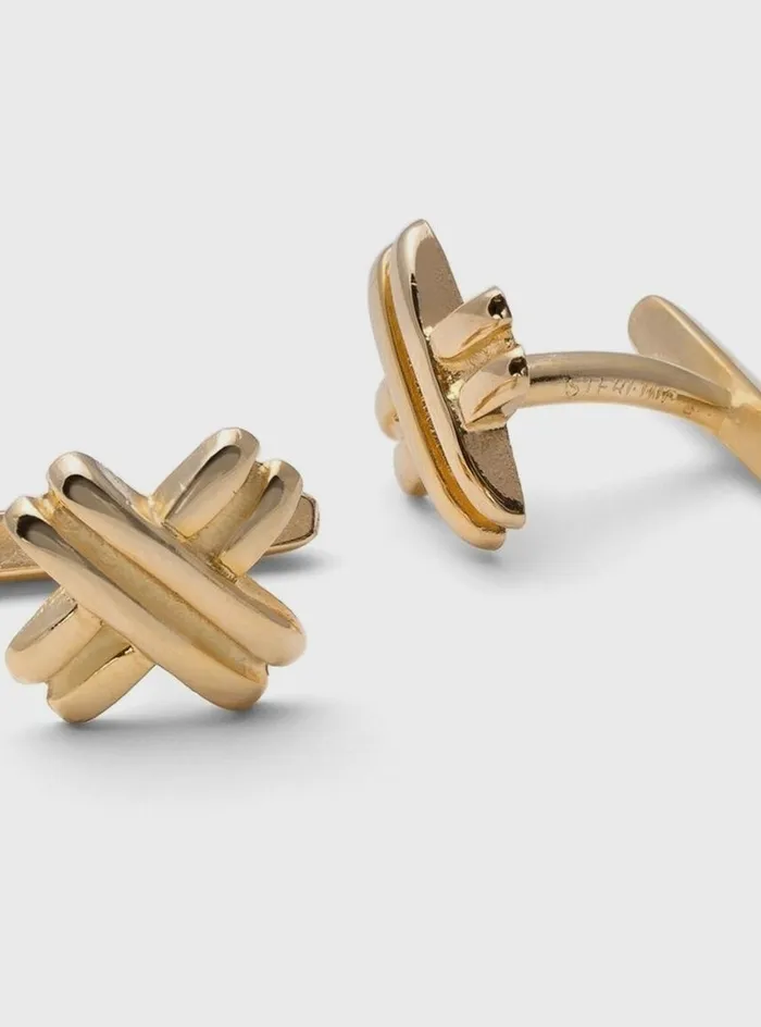 Men Paul Stuart Jewelry Gold Vermeil 034X034 Cufflinks Gold