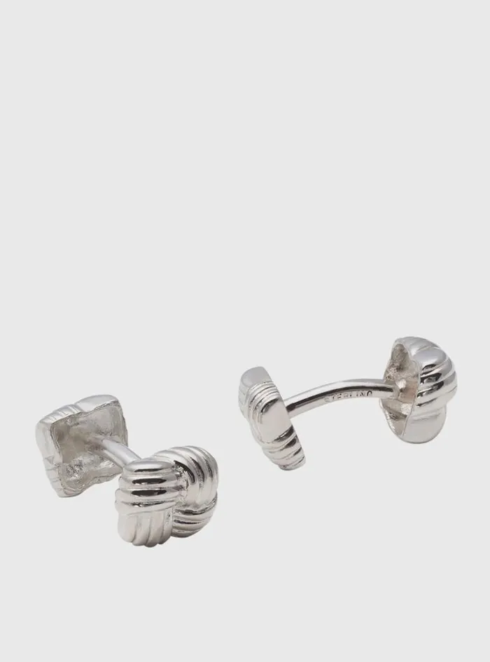 Men Paul Stuart Jewelry Sterling Silver Square Basketweave Cufflinks Silver