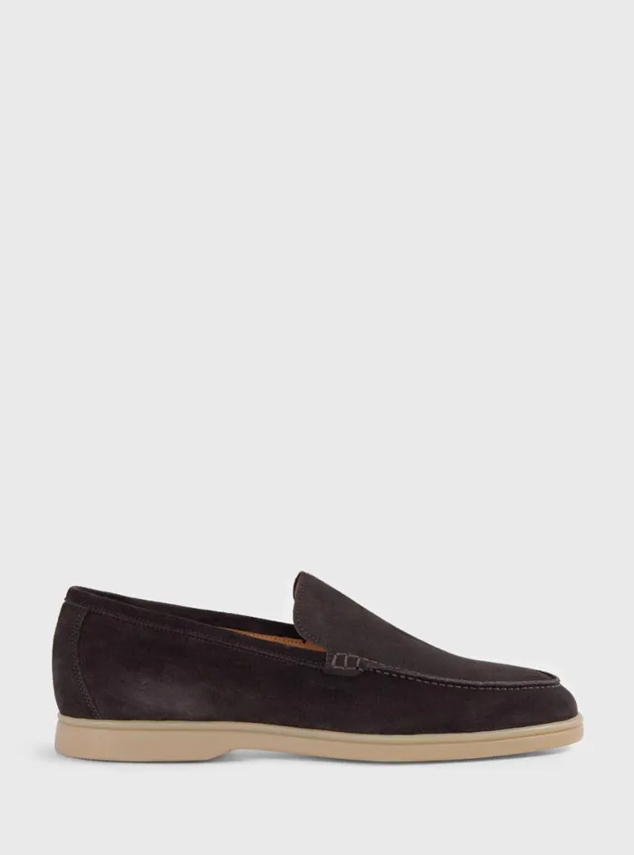 Men Paul Stuart Loafers Harvey Suede Venetian Slip On Dark Brown