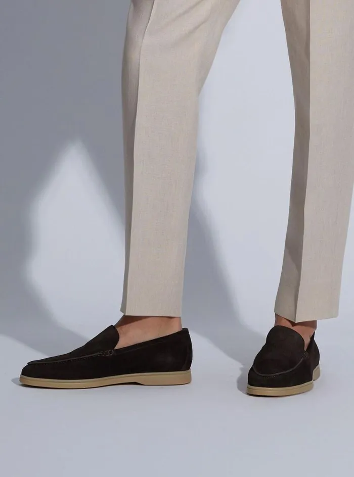Men Paul Stuart Loafers Harvey Suede Venetian Slip On Dark Brown