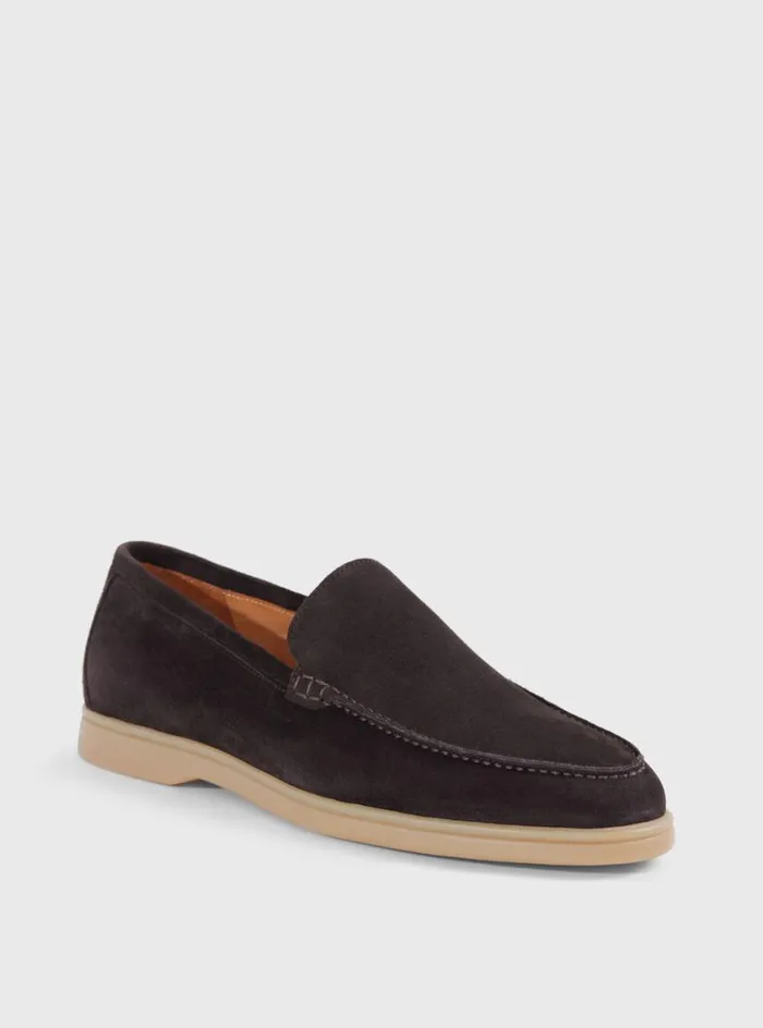 Men Paul Stuart Loafers Harvey Suede Venetian Slip On Dark Brown