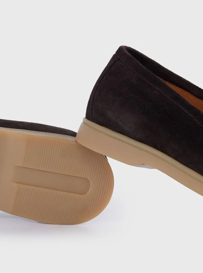 Men Paul Stuart Loafers Harvey Suede Venetian Slip On Dark Brown
