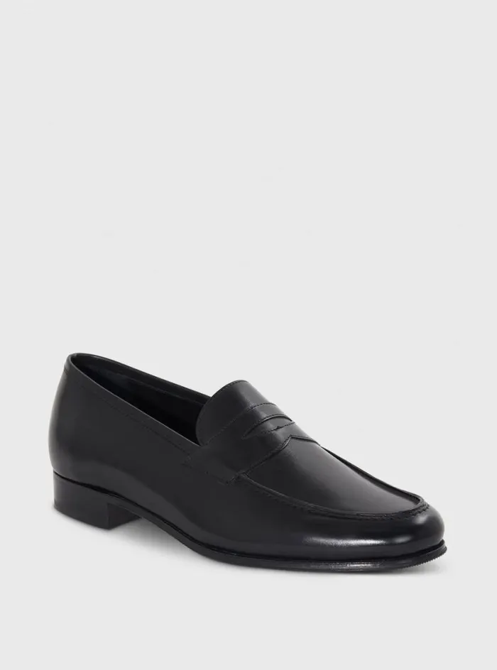 Men Paul Stuart Loafers Ritz Leather Penny Loafer Black