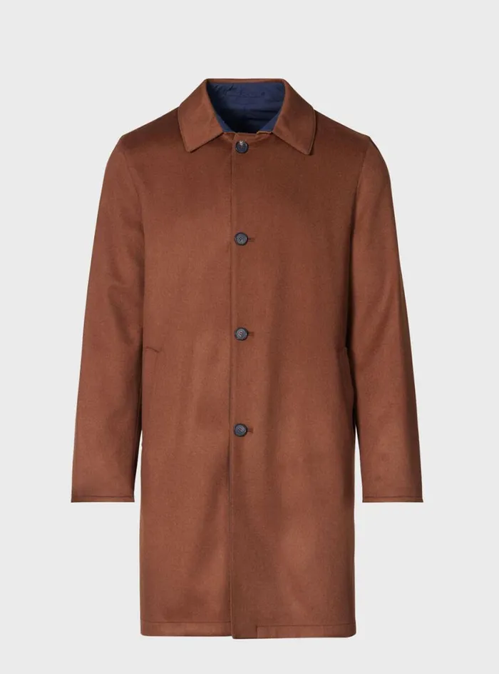 Men Paul Stuart Outerwear Cashmere Reversible Coat Navycamel