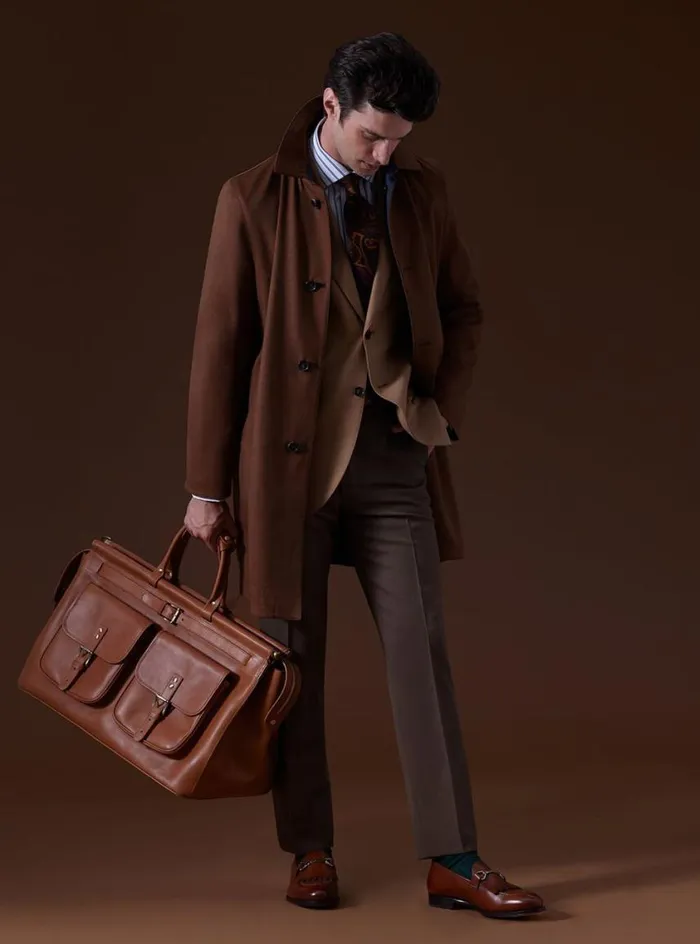 Men Paul Stuart Outerwear Cashmere Reversible Coat Navycamel