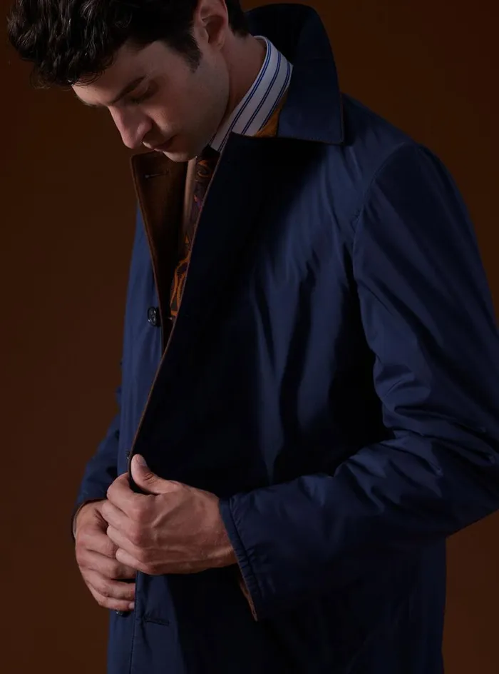 Men Paul Stuart Outerwear Cashmere Reversible Coat Navycamel