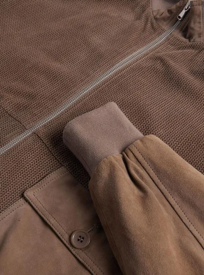 Men Paul Stuart Outerwear Herringbone Suede Jacket Tan