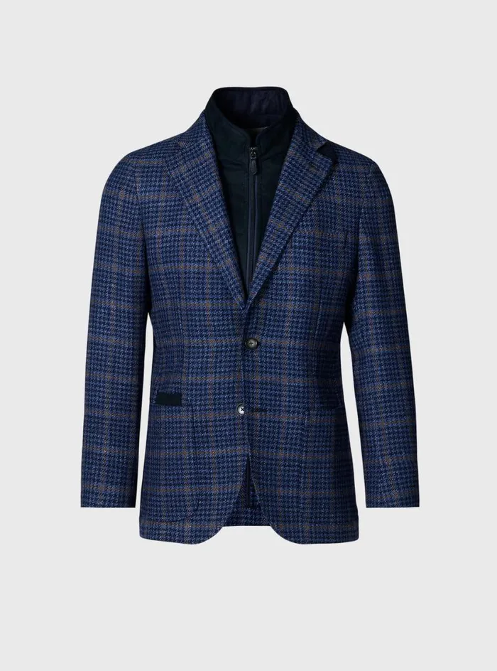 Men Paul Stuart Outerwear Plaid Jacket With Removable Vest Blue