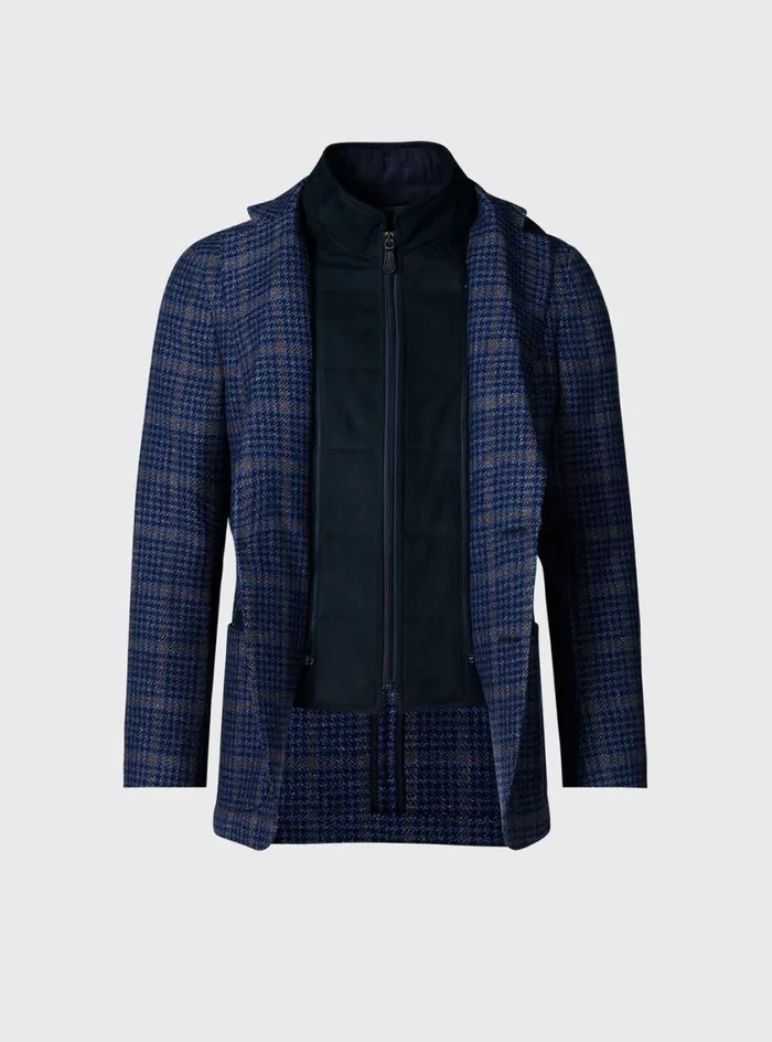 Men Paul Stuart Outerwear Plaid Jacket With Removable Vest Blue