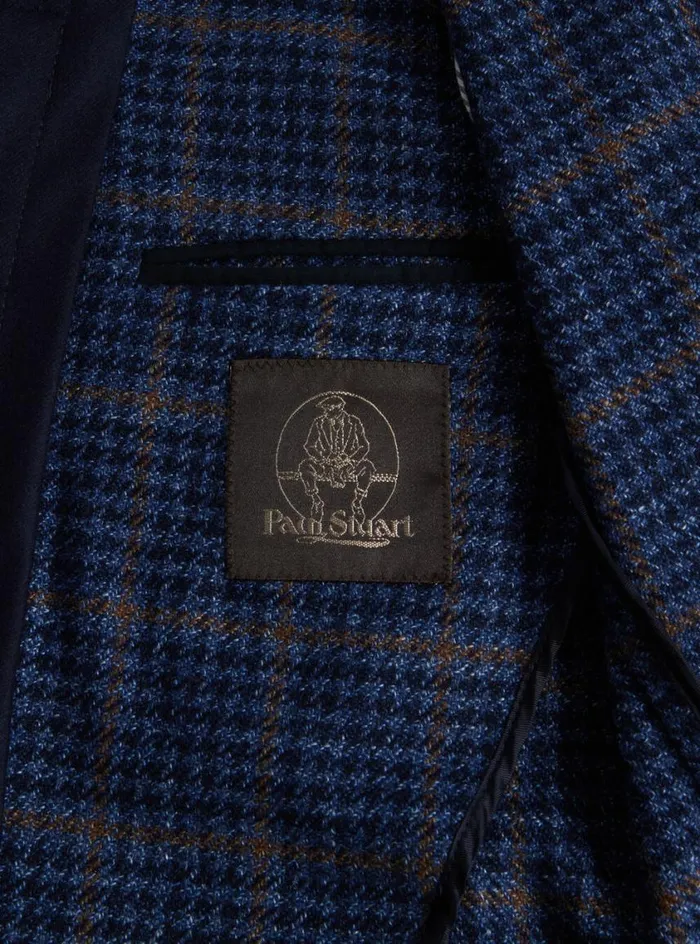 Men Paul Stuart Outerwear Plaid Jacket With Removable Vest Blue