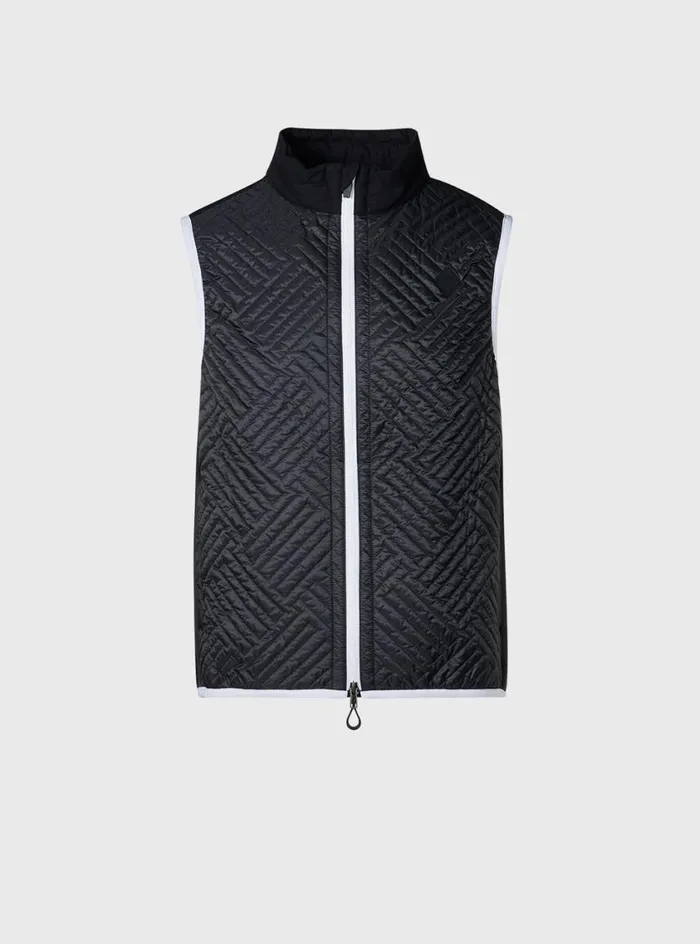 Men Paul Stuart Outerwear Tonal Parquet Logo Vest Black