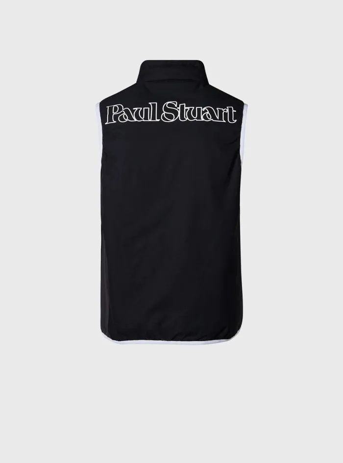 Men Paul Stuart Outerwear Tonal Parquet Logo Vest Black