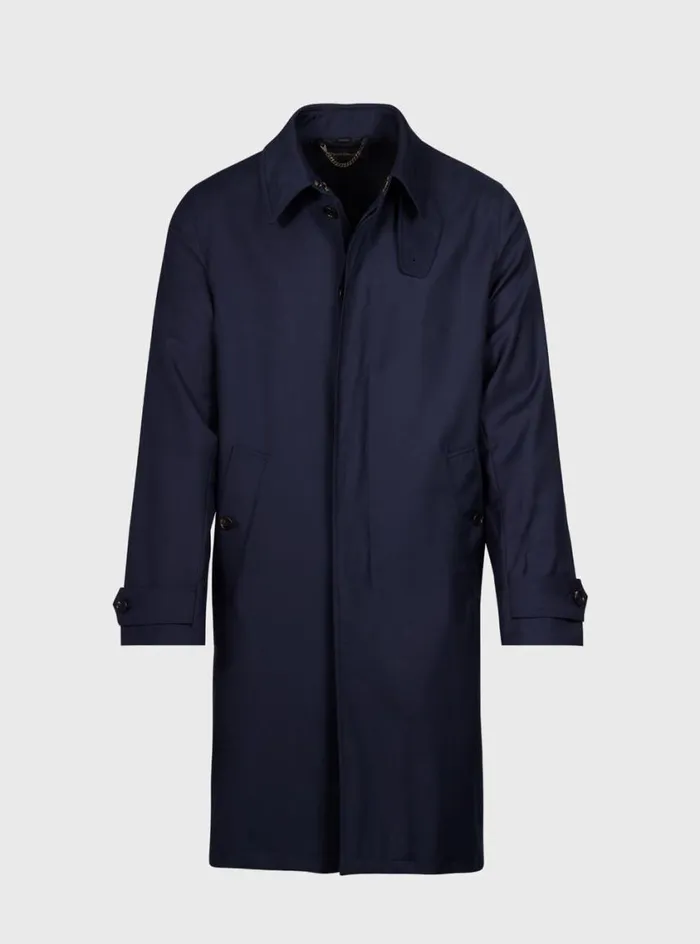 Men Paul Stuart Outerwear Water Repellent Wool Coat Navy