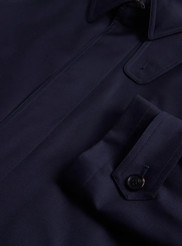 Men Paul Stuart Outerwear Water Repellent Wool Coat Navy