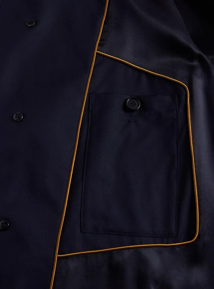 Men Paul Stuart Outerwear Water Repellent Wool Coat Navy