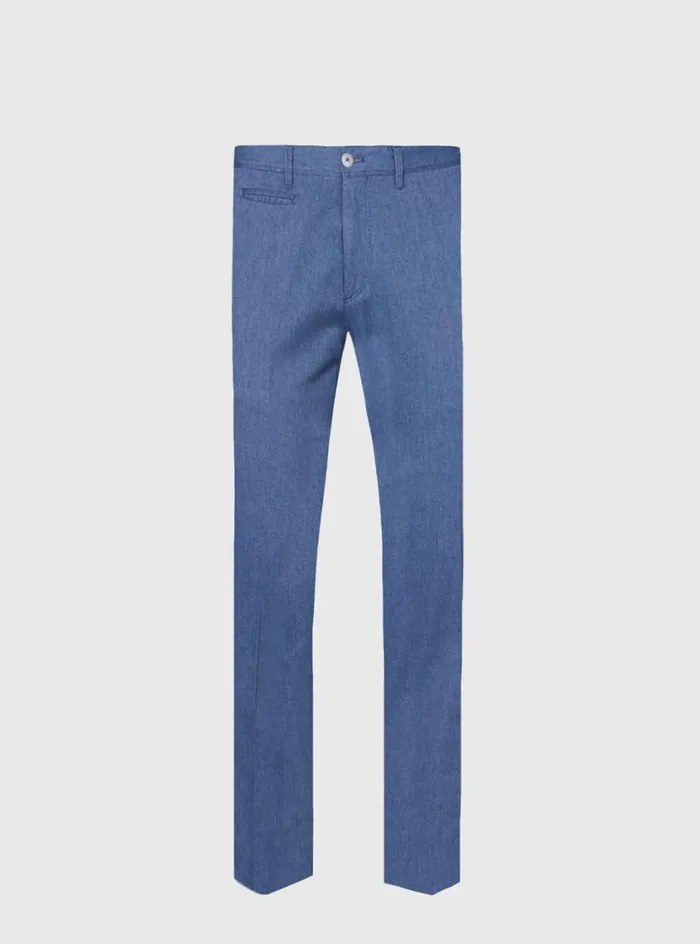 Men Paul Stuart Pants Cotton Plain Front Dress Trouser Blue