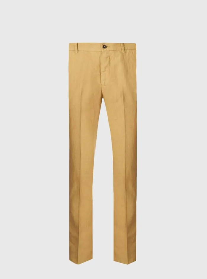 Men Paul Stuart Pants Garment Washed Linen Pant Desert